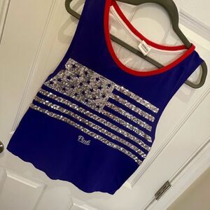 Pink small sequined flag shirt